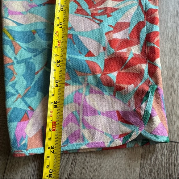 BCBGMaxAzria Teal and Pink Patterned Summer Boho oversized Pants Size L - Picture 9 of 10